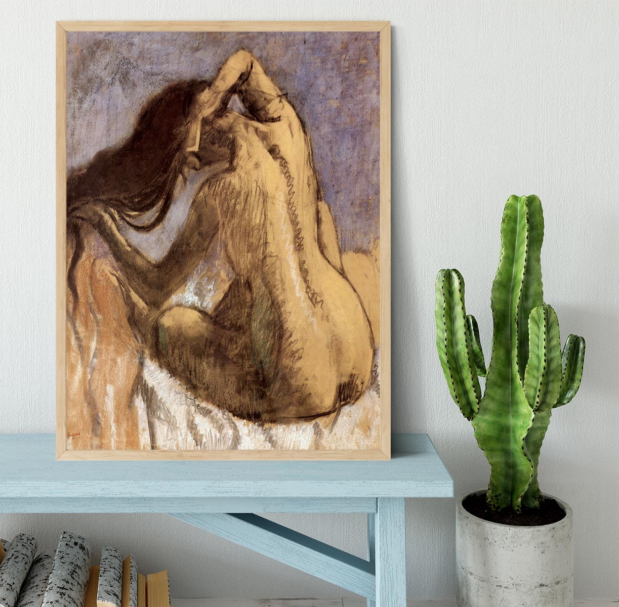 Female combing hair by Degas Framed Print - Canvas Art Rocks - 4