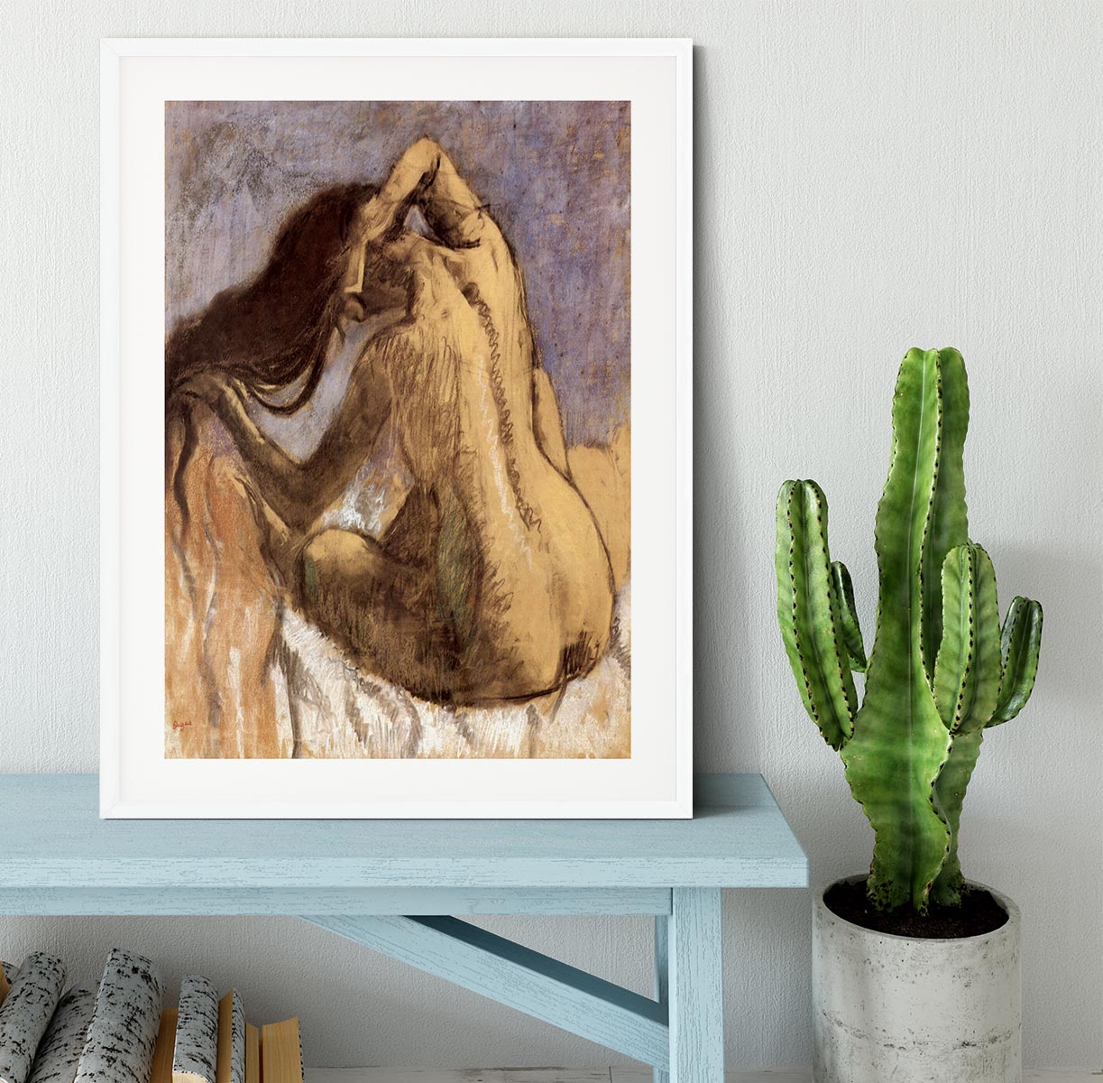 Female combing hair by Degas Framed Print - Canvas Art Rocks - 5