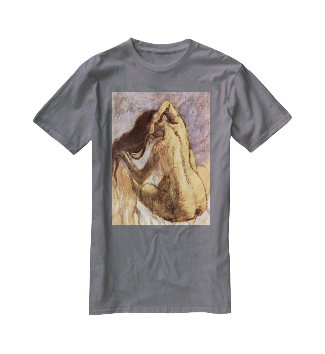 Female combing hair by Degas T-Shirt - Canvas Art Rocks - 3