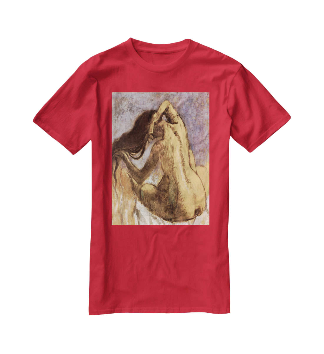 Female combing hair by Degas T-Shirt - Canvas Art Rocks - 4