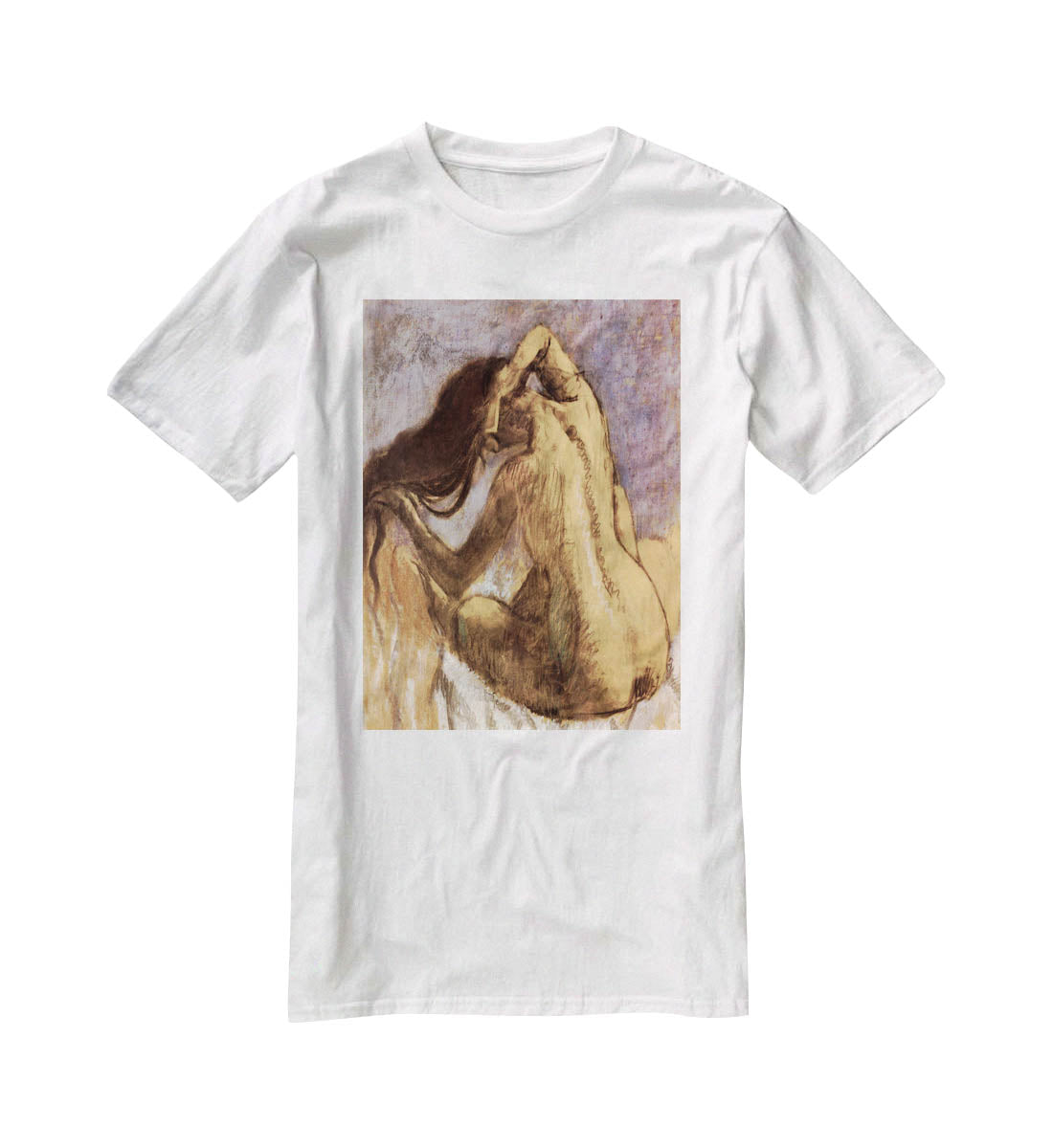 Female combing hair by Degas T-Shirt - Canvas Art Rocks - 5