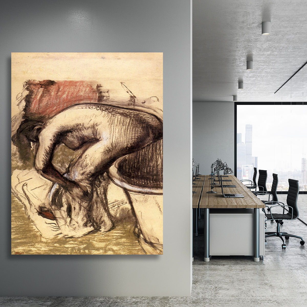 Female on the tub edge her legs drying 1 by Degas Canvas Print or Poster - Canvas Art Rocks - 3