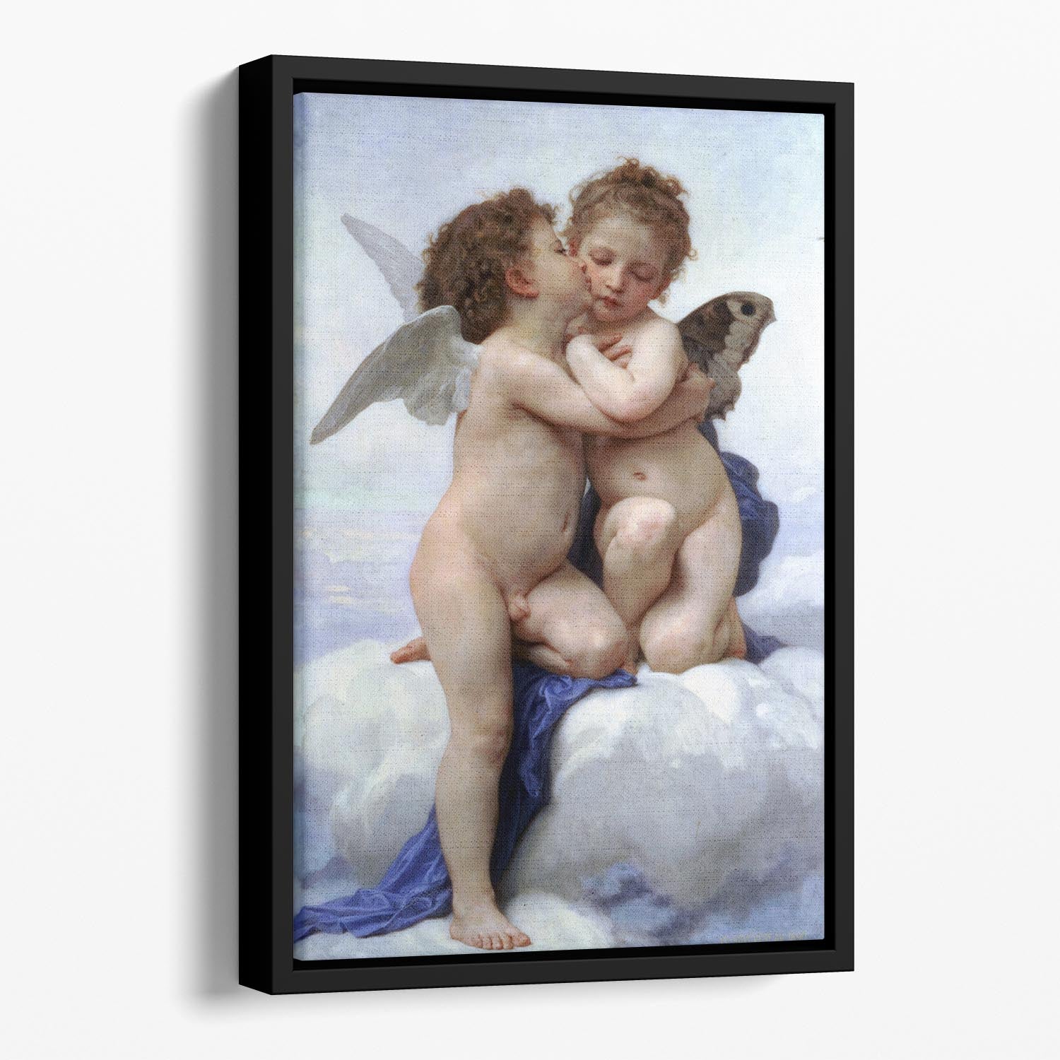 First Kiss By Bouguereau Floating Framed Canvas