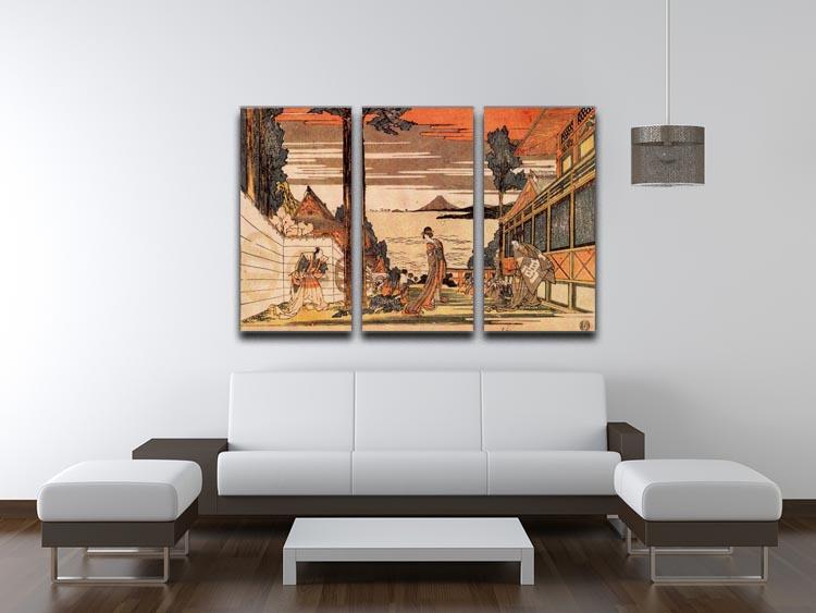 First act by Hokusai 3 Split Panel Canvas Print - Canvas Art Rocks - 3