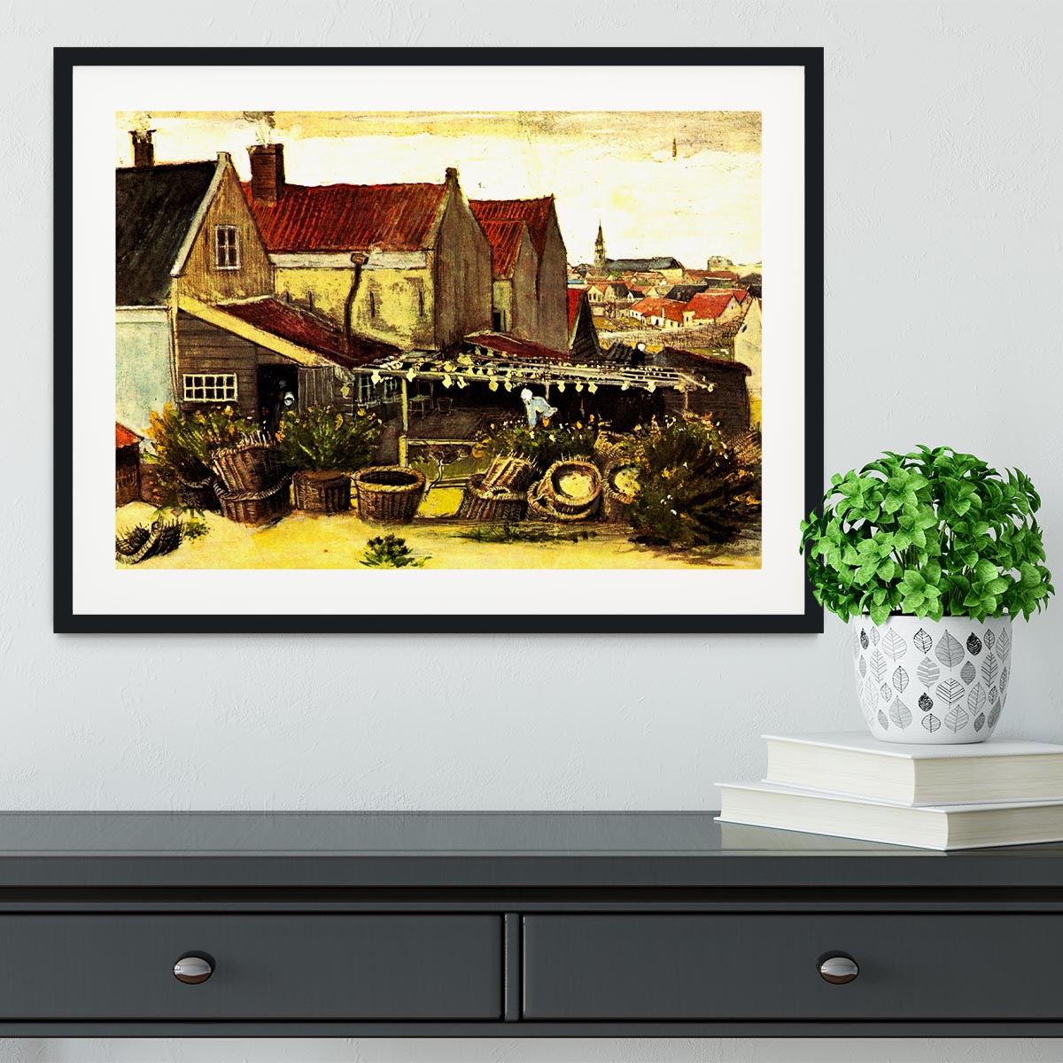 Fish-Drying Barn by Van Gogh Framed Print - Canvas Art Rocks - 1