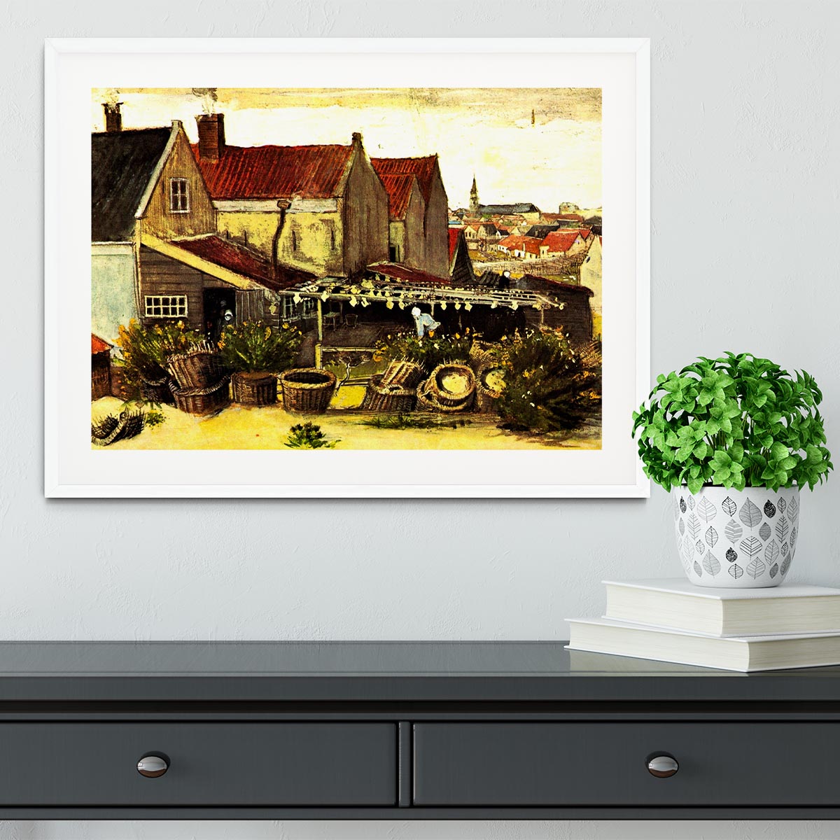 Fish-Drying Barn by Van Gogh Framed Print - Canvas Art Rocks - 5