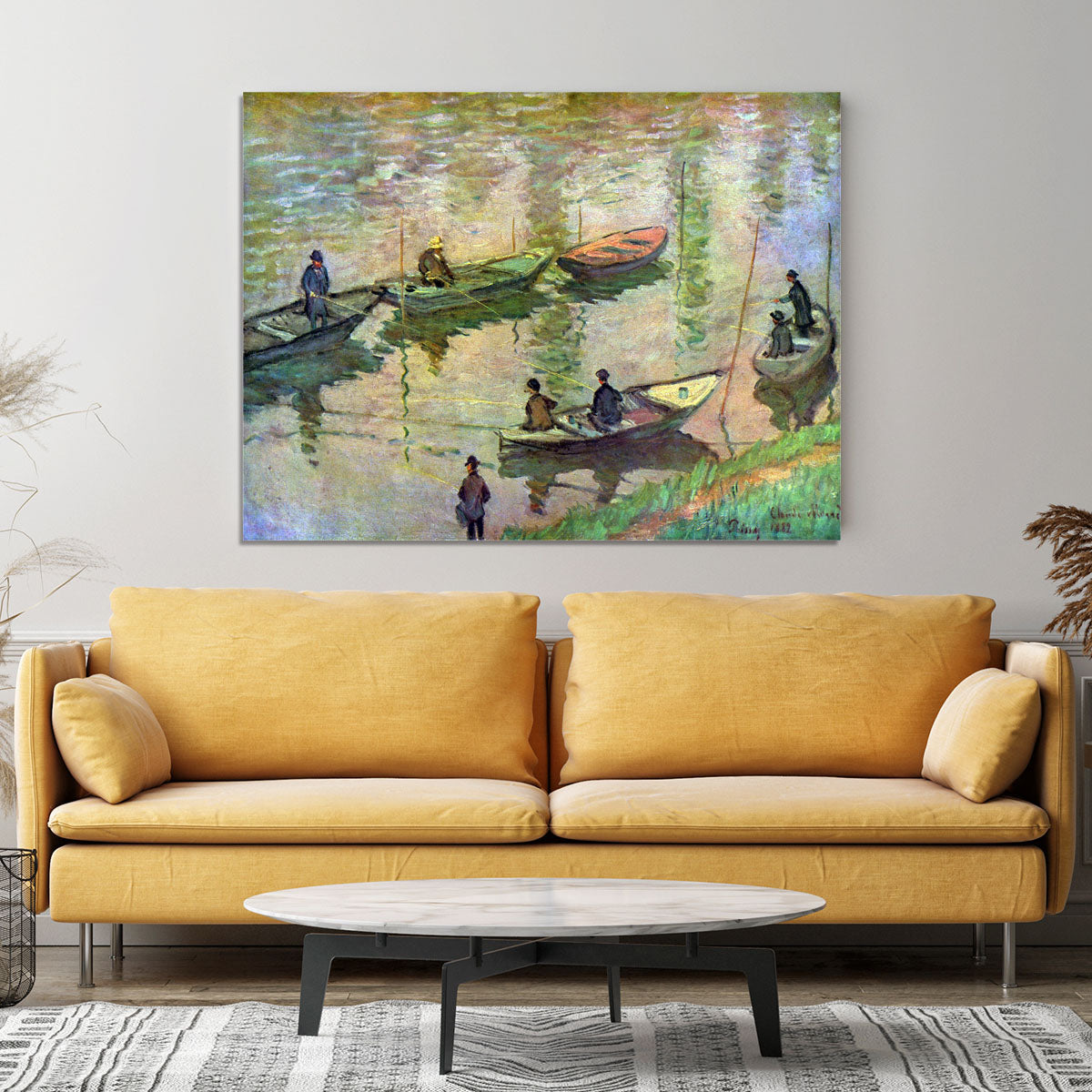 Fishermen on the Seine at Poissy by Monet Canvas Print or Poster - Canvas Art Rocks - 4