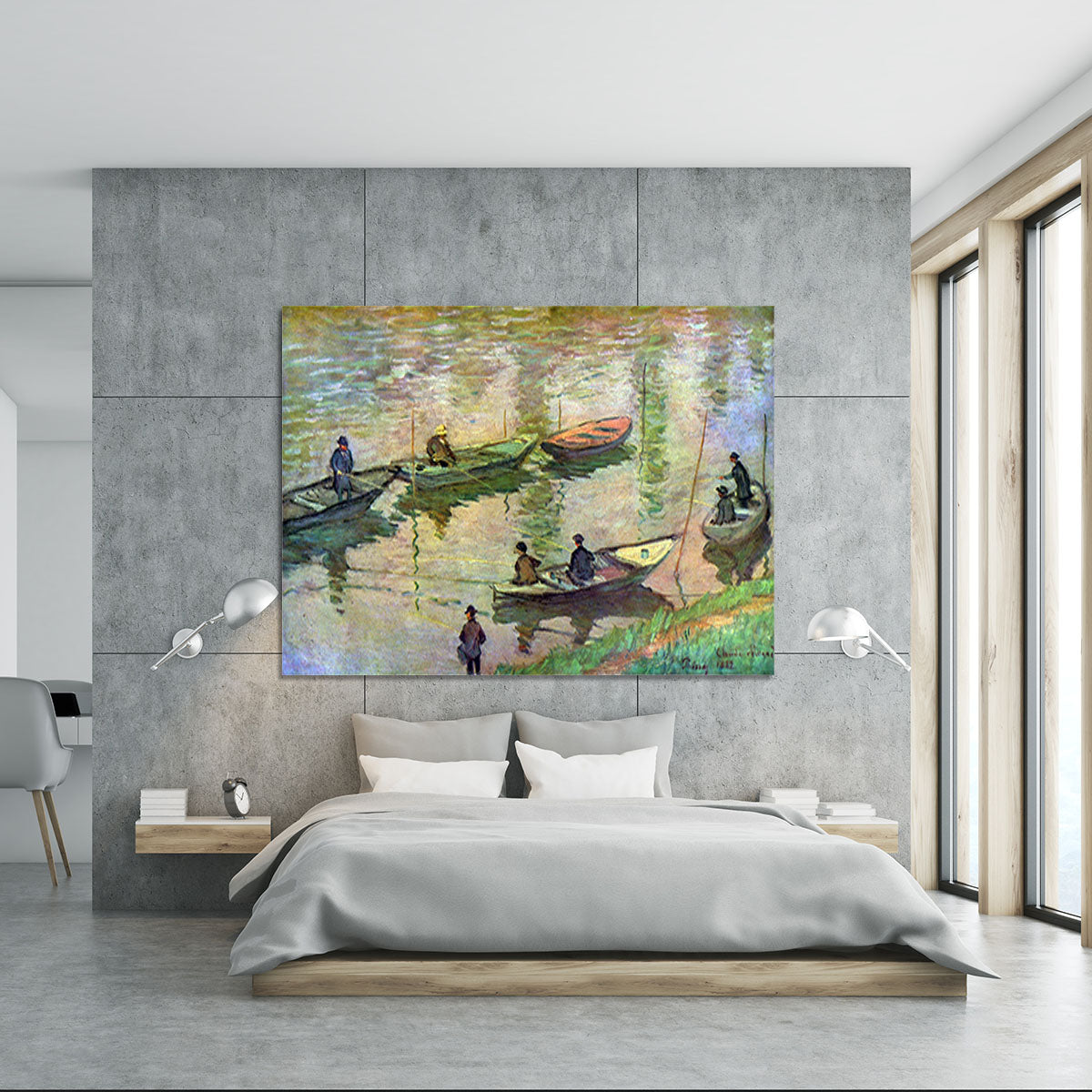 Fishermen on the Seine at Poissy by Monet Canvas Print or Poster - Canvas Art Rocks - 5