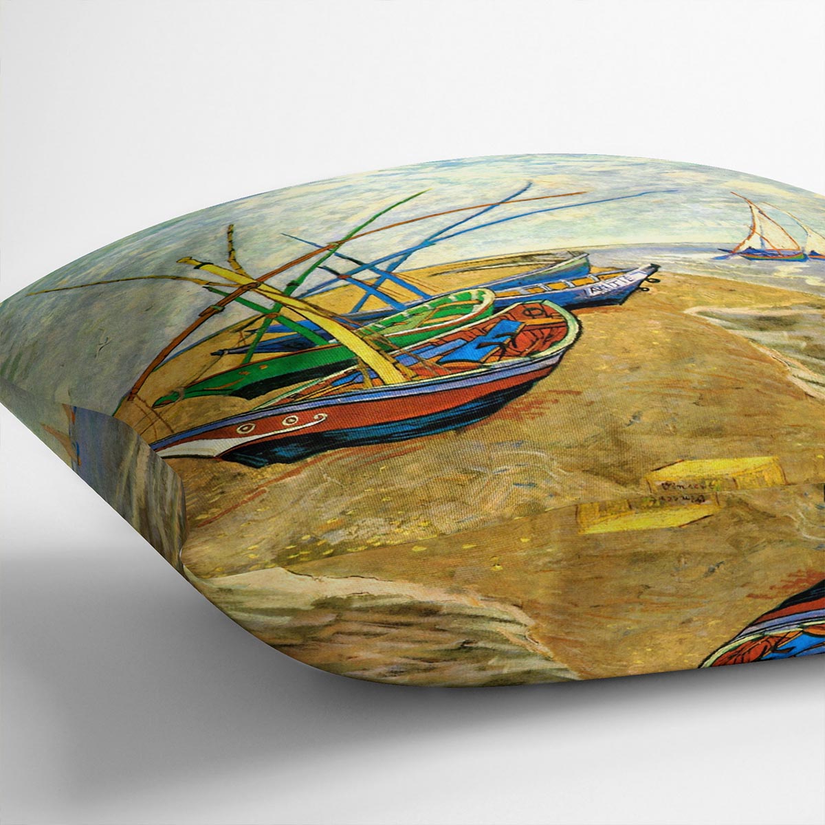 Fishing Boats on the Beach at Saintes-Maries by Van Gogh Cushion