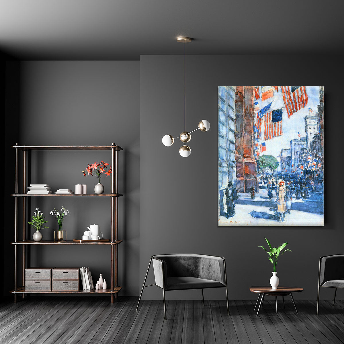 Flags Fifth Avenue by Hassam Canvas Print or Poster - Canvas Art Rocks - 5