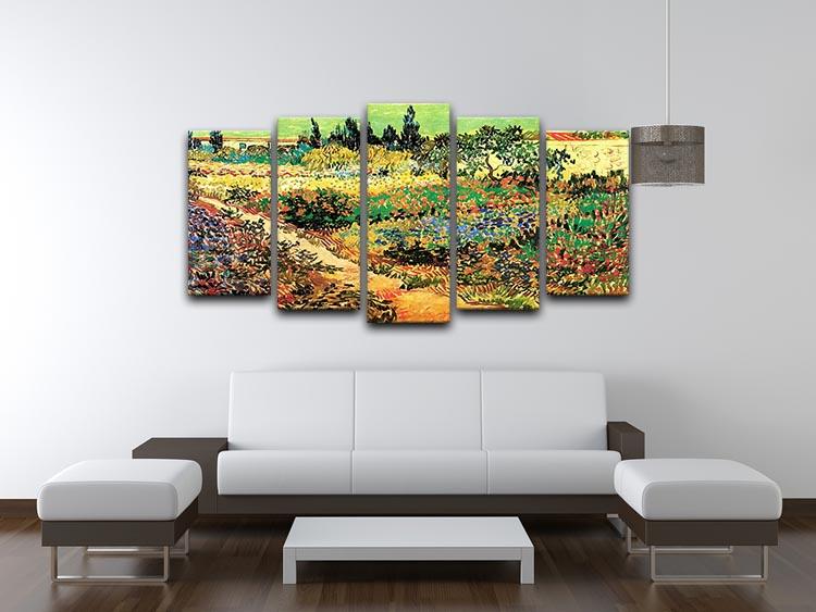 Flowering Garden with Path by Van Gogh 5 Split Panel Canvas - Canvas Art Rocks - 3