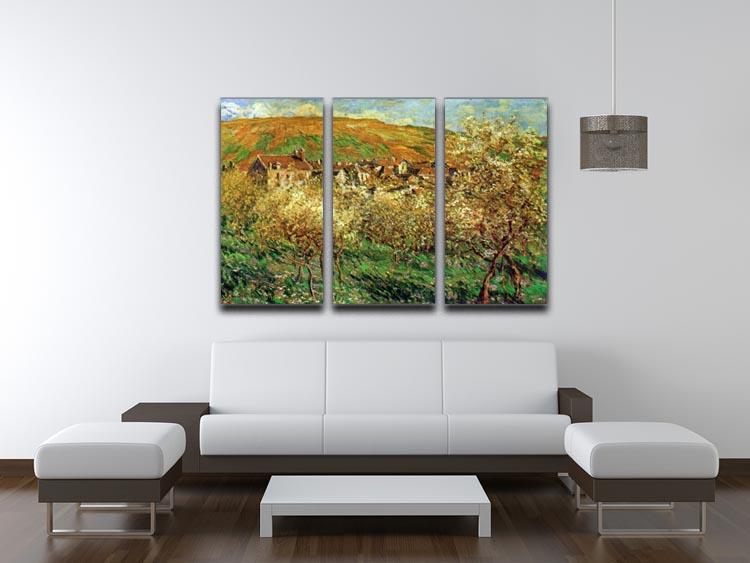 Flowering apple trees by Monet Split Panel Canvas Print - Canvas Art Rocks - 4