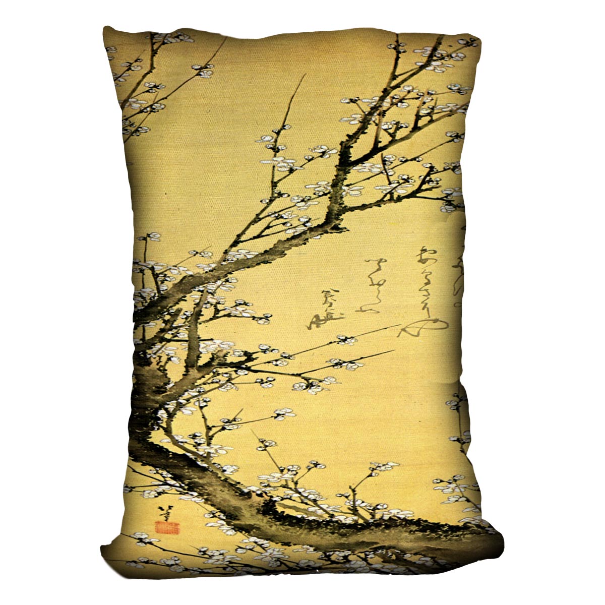 Flowering plum by Hokusai Cushion