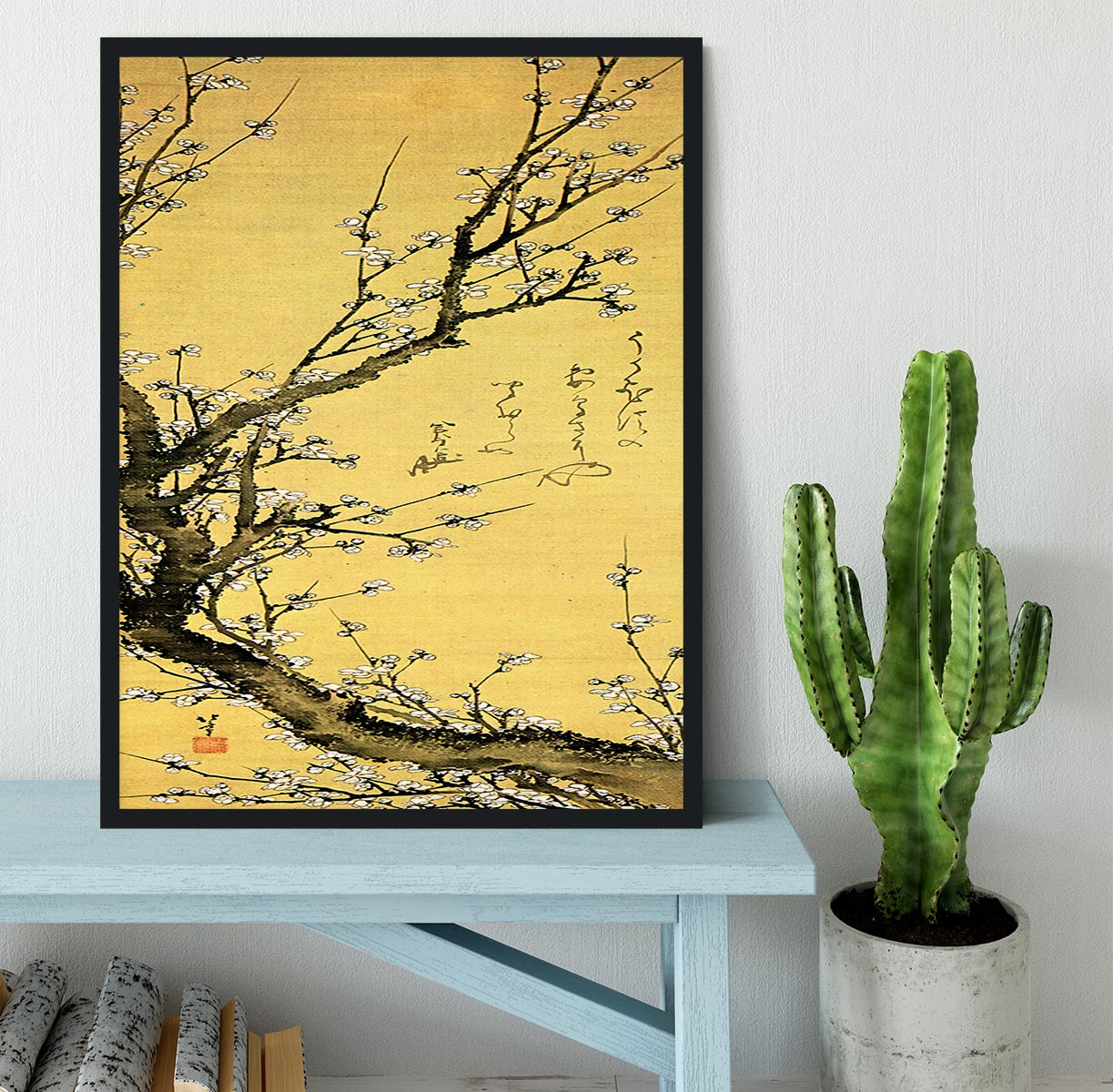 Flowering plum by Hokusai Framed Print - Canvas Art Rocks - 2