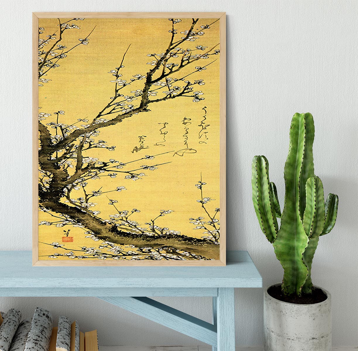 Flowering plum by Hokusai Framed Print - Canvas Art Rocks - 4