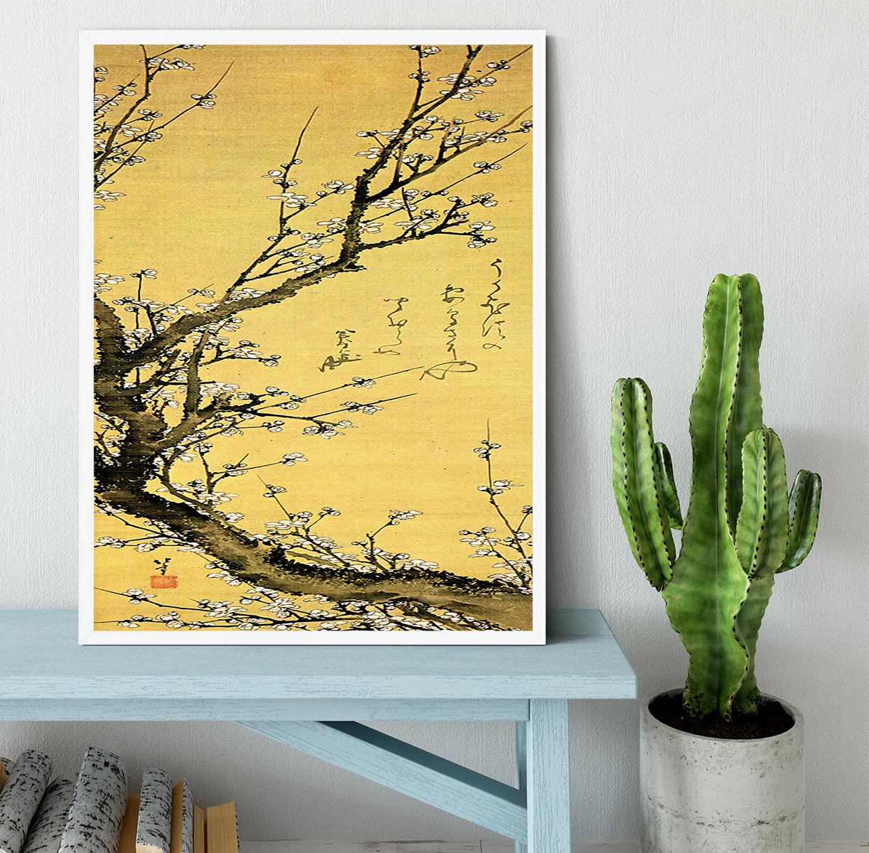 Flowering plum by Hokusai Framed Print - Canvas Art Rocks -6
