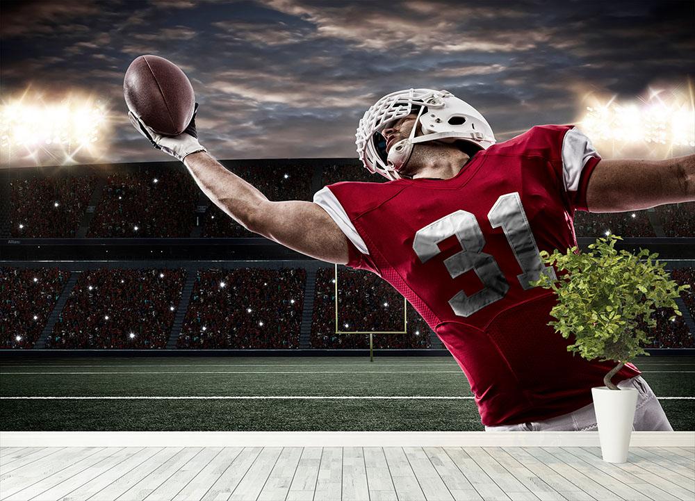 Football Player with a red uniform Wall Mural Wallpaper - Canvas Art Rocks - 4