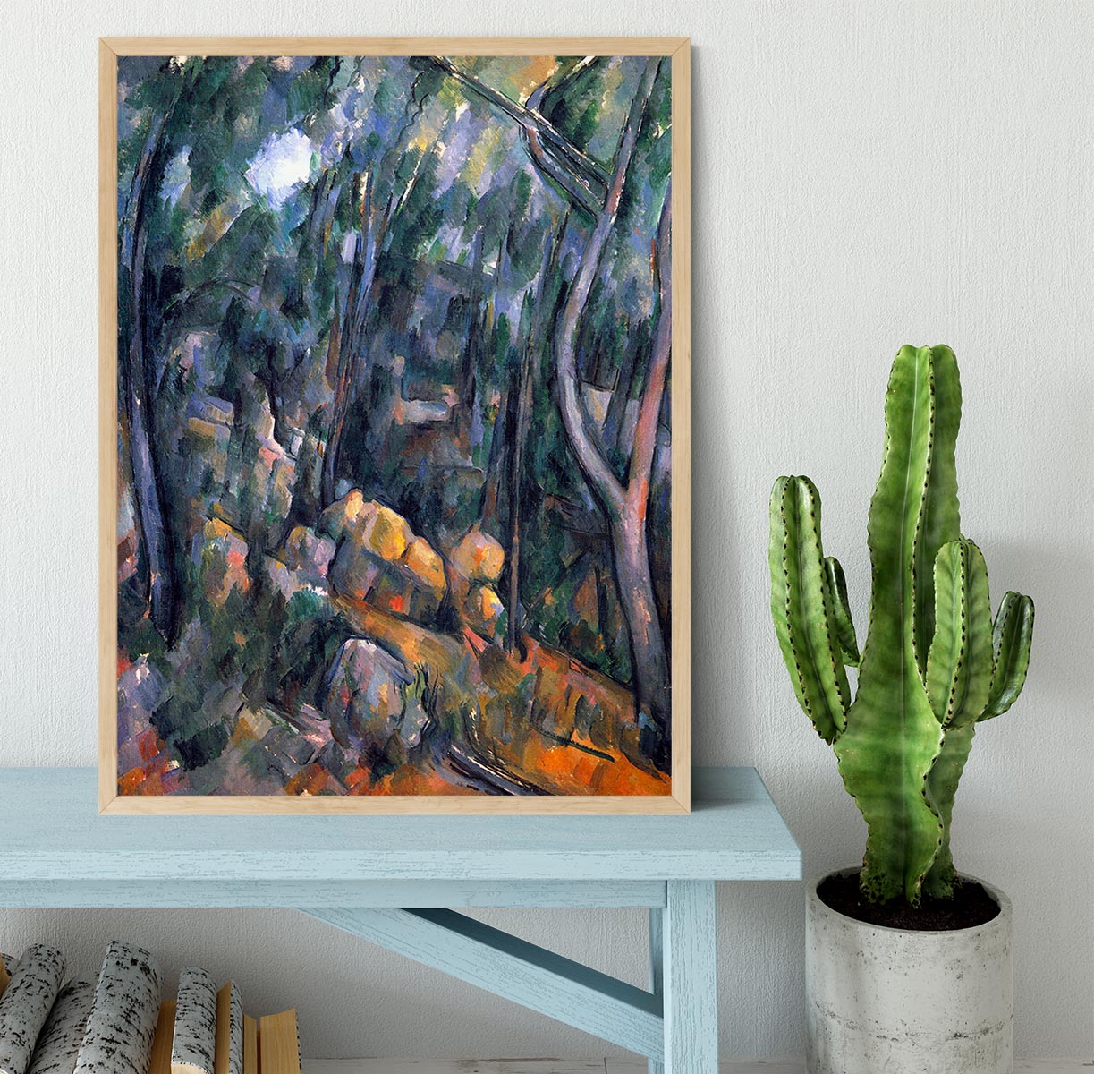 Forest caves in the cliffs above the ChEteau Noir by Cezanne Framed Print - Canvas Art Rocks - 4