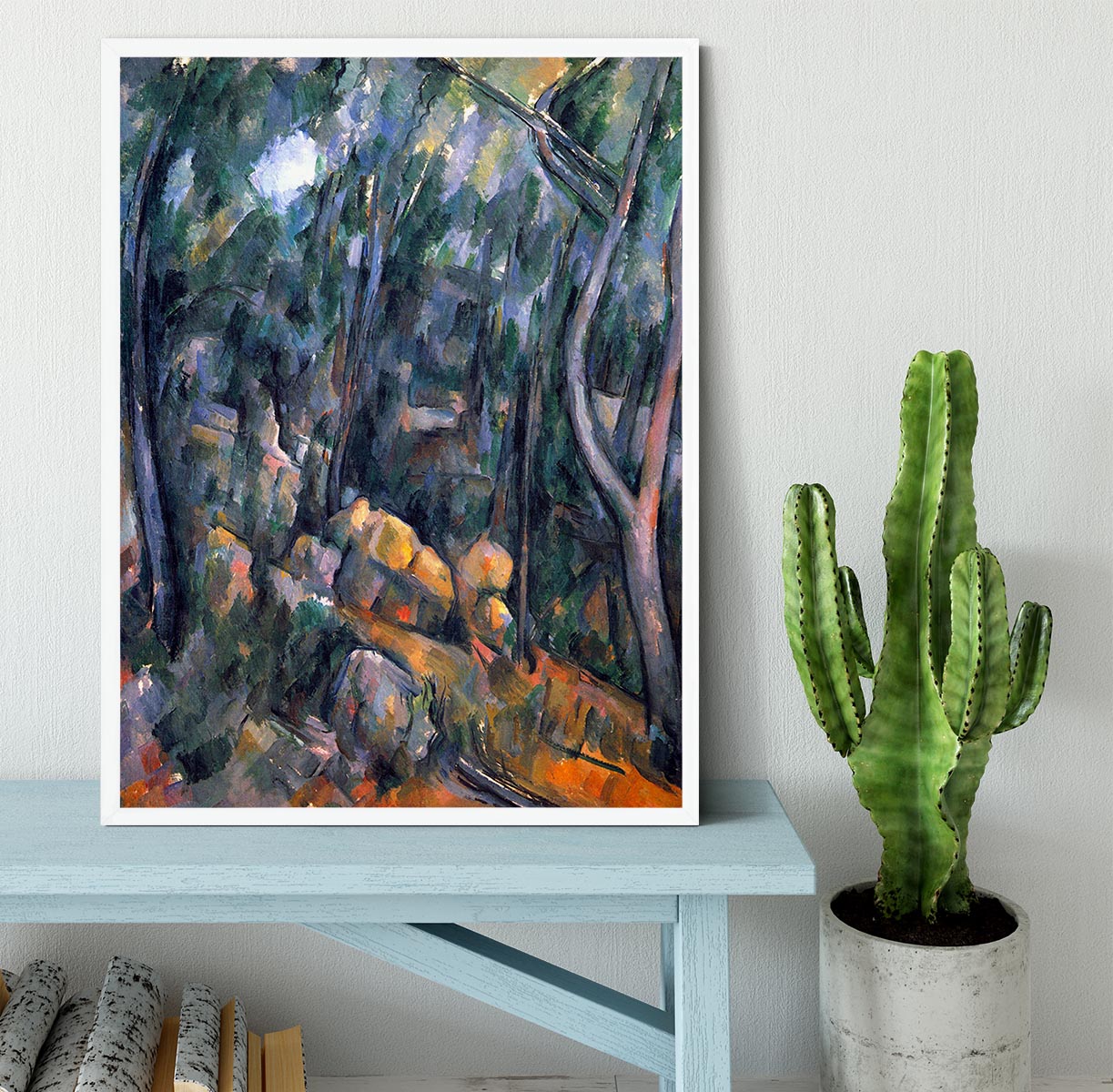 Forest caves in the cliffs above the ChEteau Noir by Cezanne Framed Print - Canvas Art Rocks -6