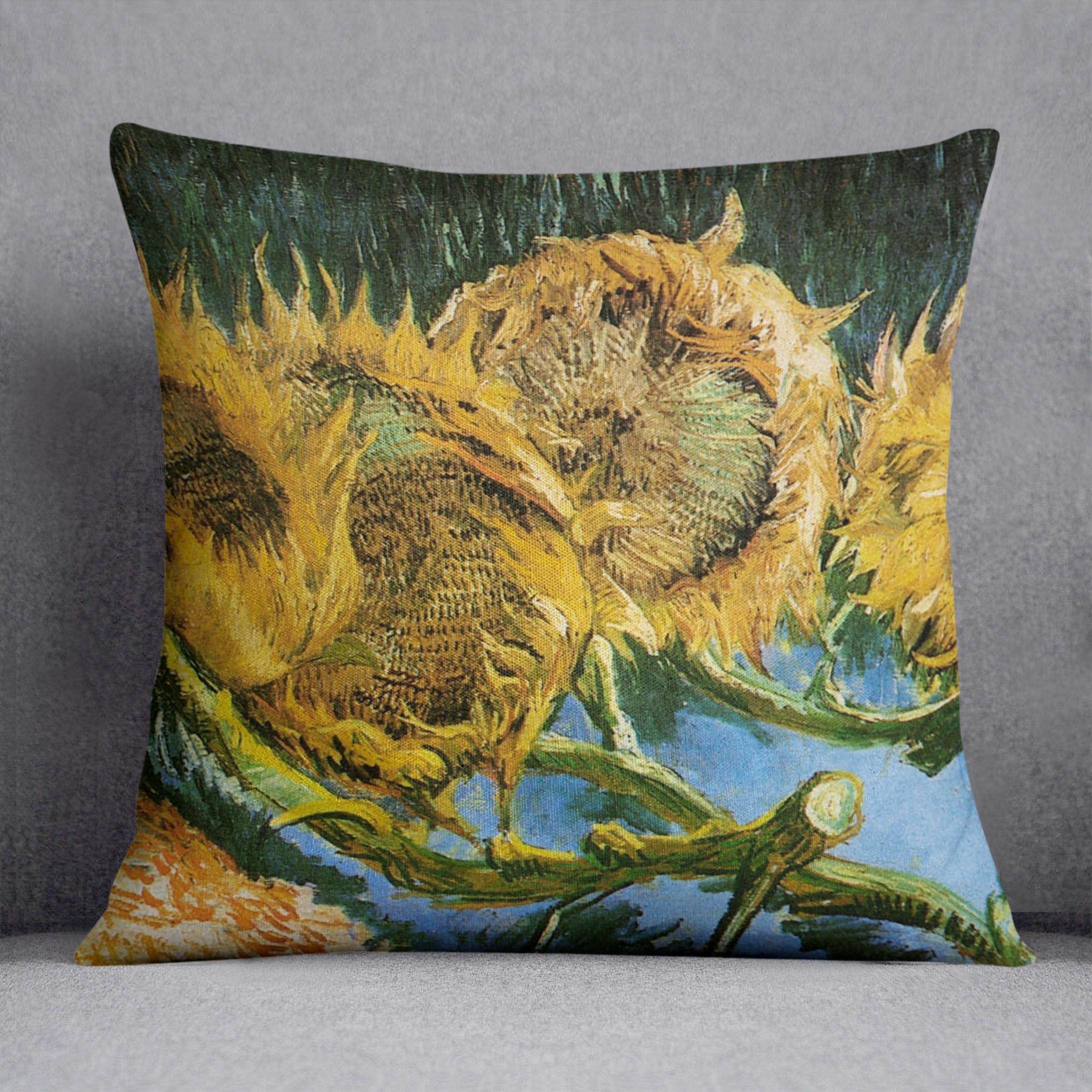 Four Cut Sunflowers by Van Gogh Cushion