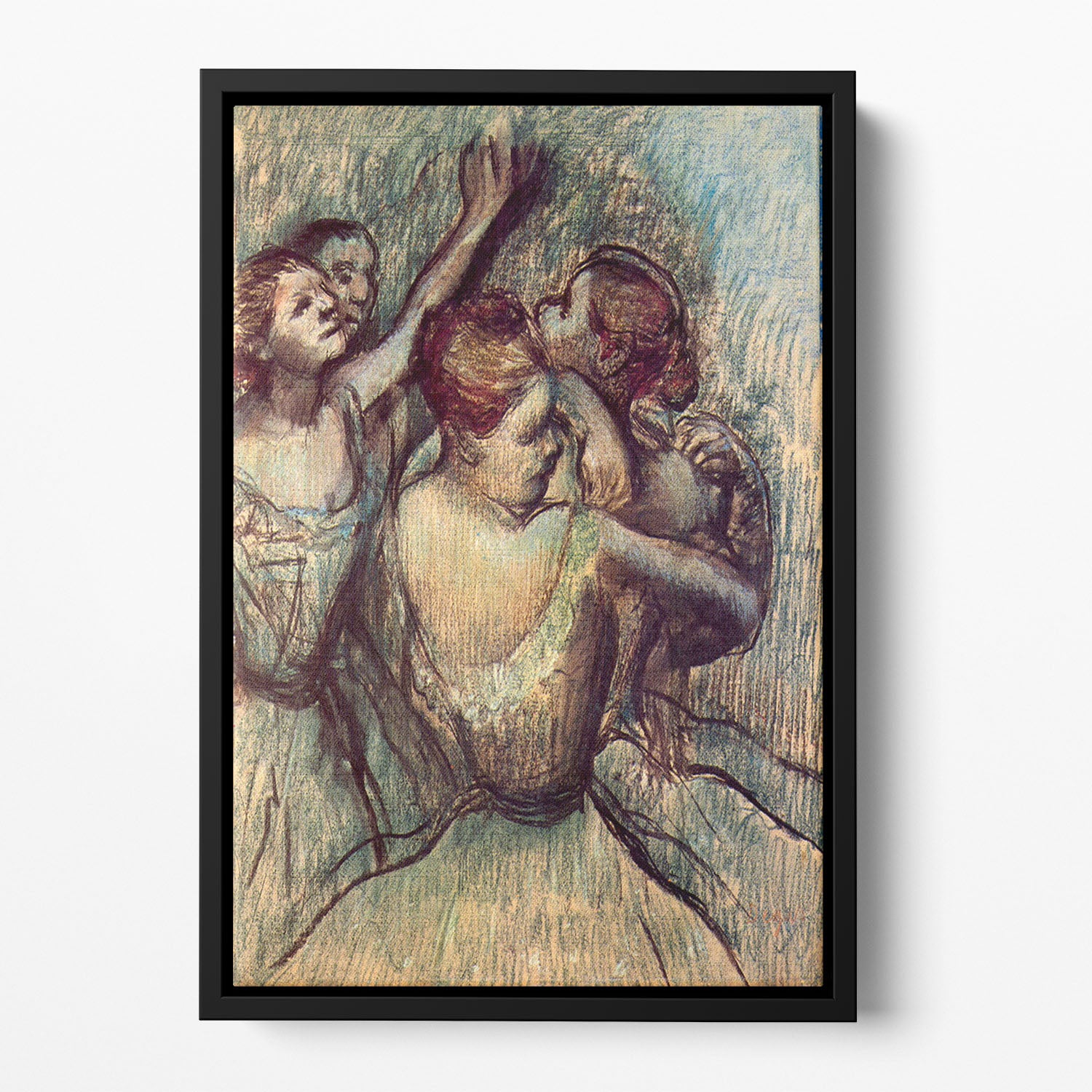 Four dancers in half figure by Degas Floating Framed Canvas