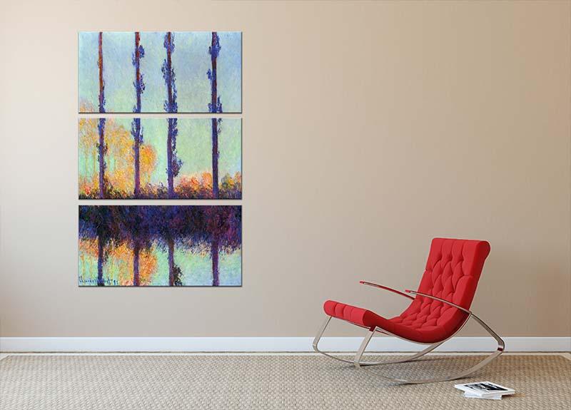 Four poplars by Monet 3 Split Panel Canvas Print - Canvas Art Rocks - 2