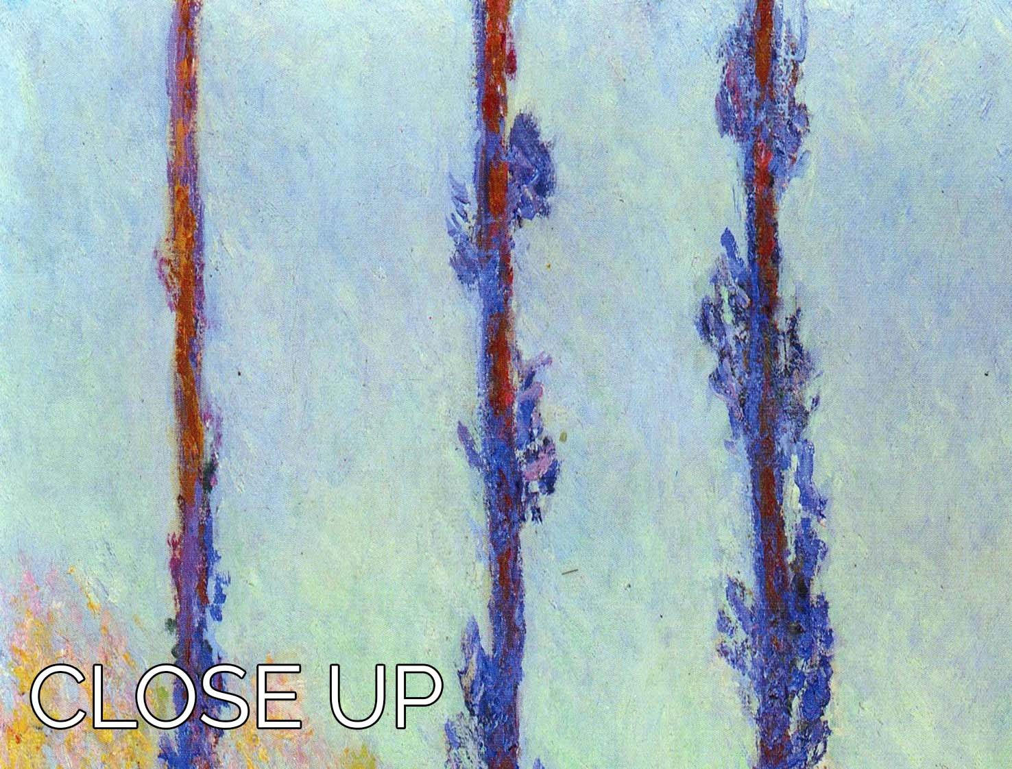 Four poplars by Monet 3 Split Panel Canvas Print - Canvas Art Rocks - 3