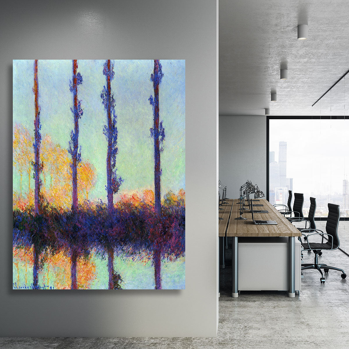 Four poplars by Monet Canvas Print or Poster - Canvas Art Rocks - 3