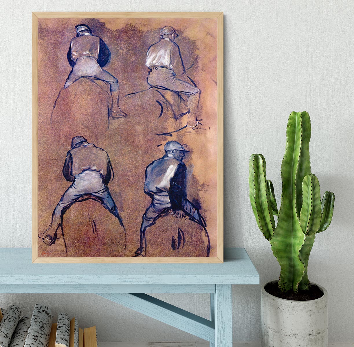 Four studies of Jockeys by Degas Framed Print - Canvas Art Rocks - 4