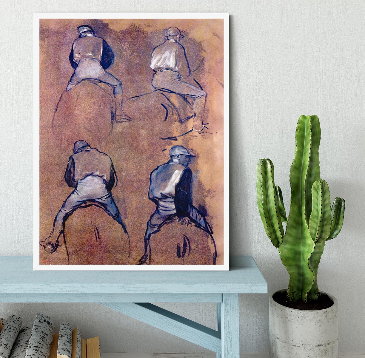 Four studies of Jockeys by Degas Framed Print - Canvas Art Rocks -6