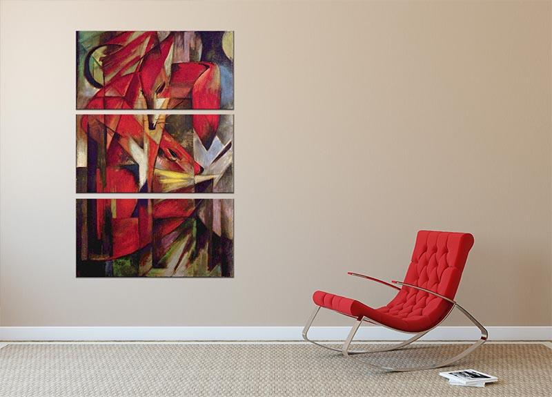 Foxes by Franz Marc 3 Split Panel Canvas Print - Canvas Art Rocks - 2