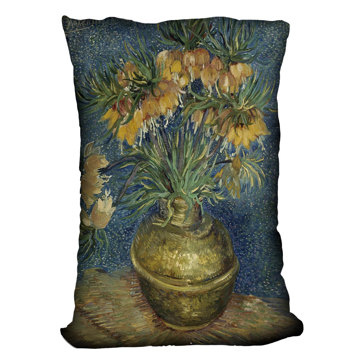 Fritillaries in a Copper Vase Cushion
