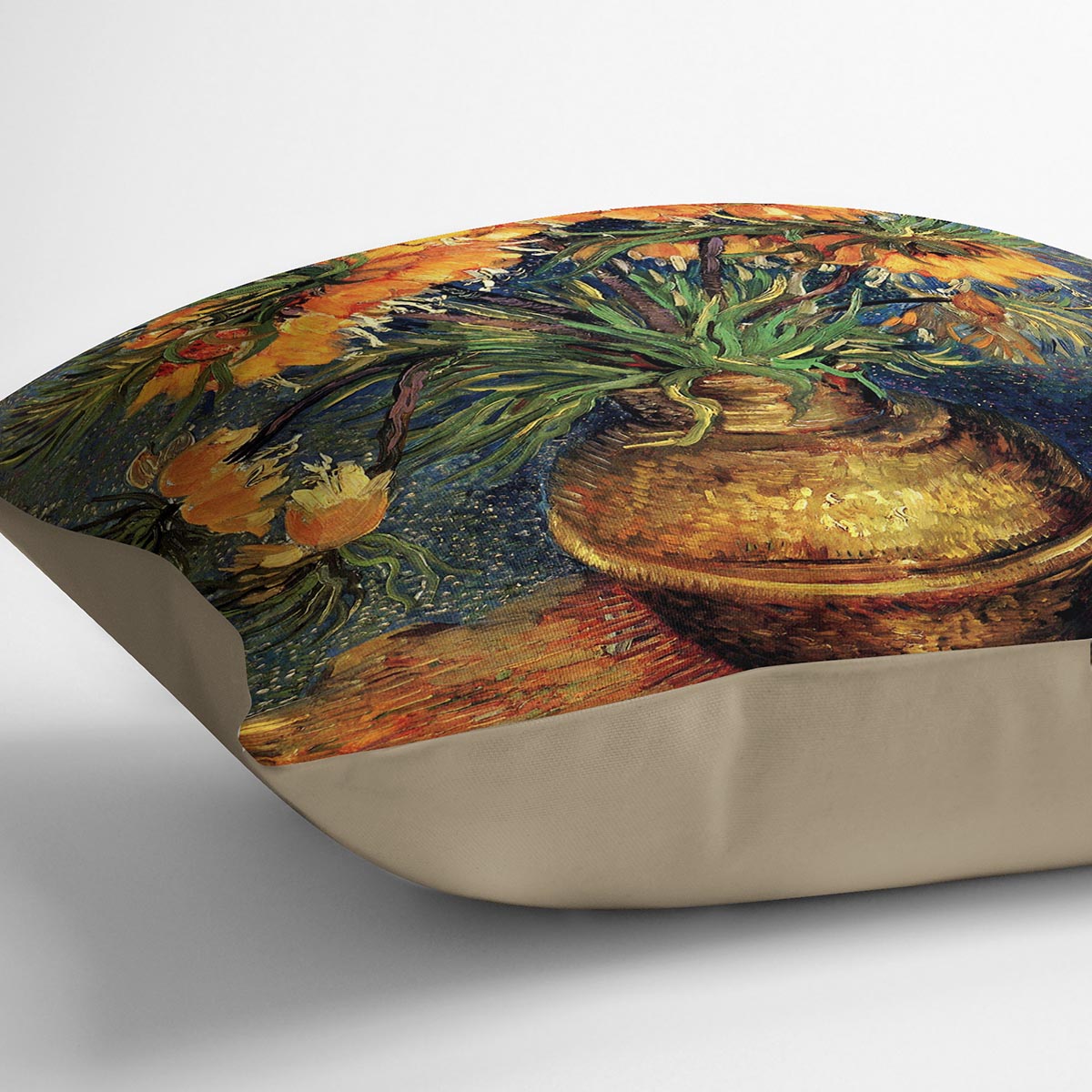 Fritillaries in a Copper Vase by Van Gogh Cushion