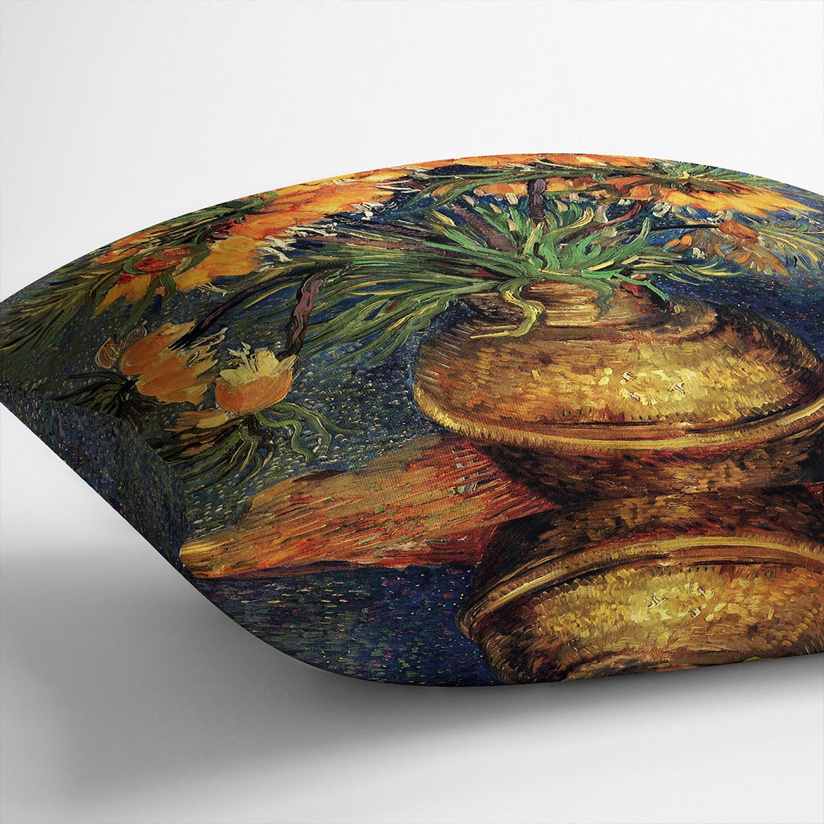 Fritillaries in a Copper Vase by Van Gogh Cushion