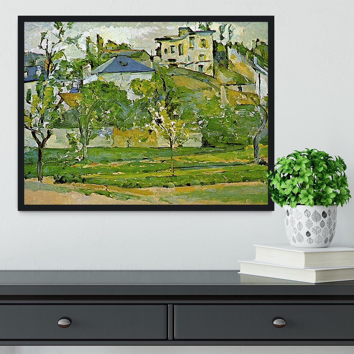 Fruit garden in Pontoise by Cezanne Framed Print - Canvas Art Rocks - 2