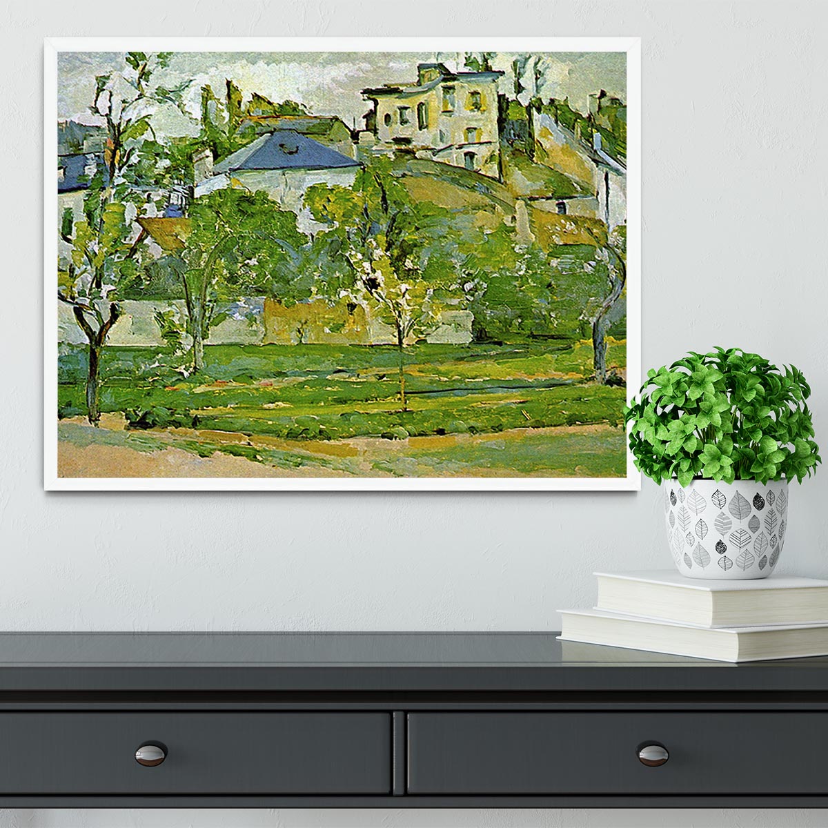 Fruit garden in Pontoise by Cezanne Framed Print - Canvas Art Rocks -6
