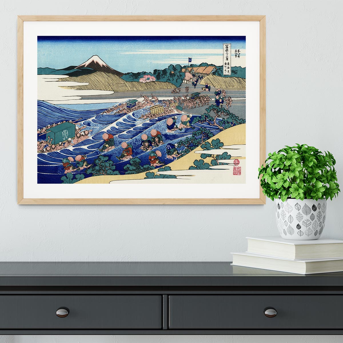 Fuji from Kanaya on Tokaido by Hokusai Framed Print - Canvas Art Rocks - 3