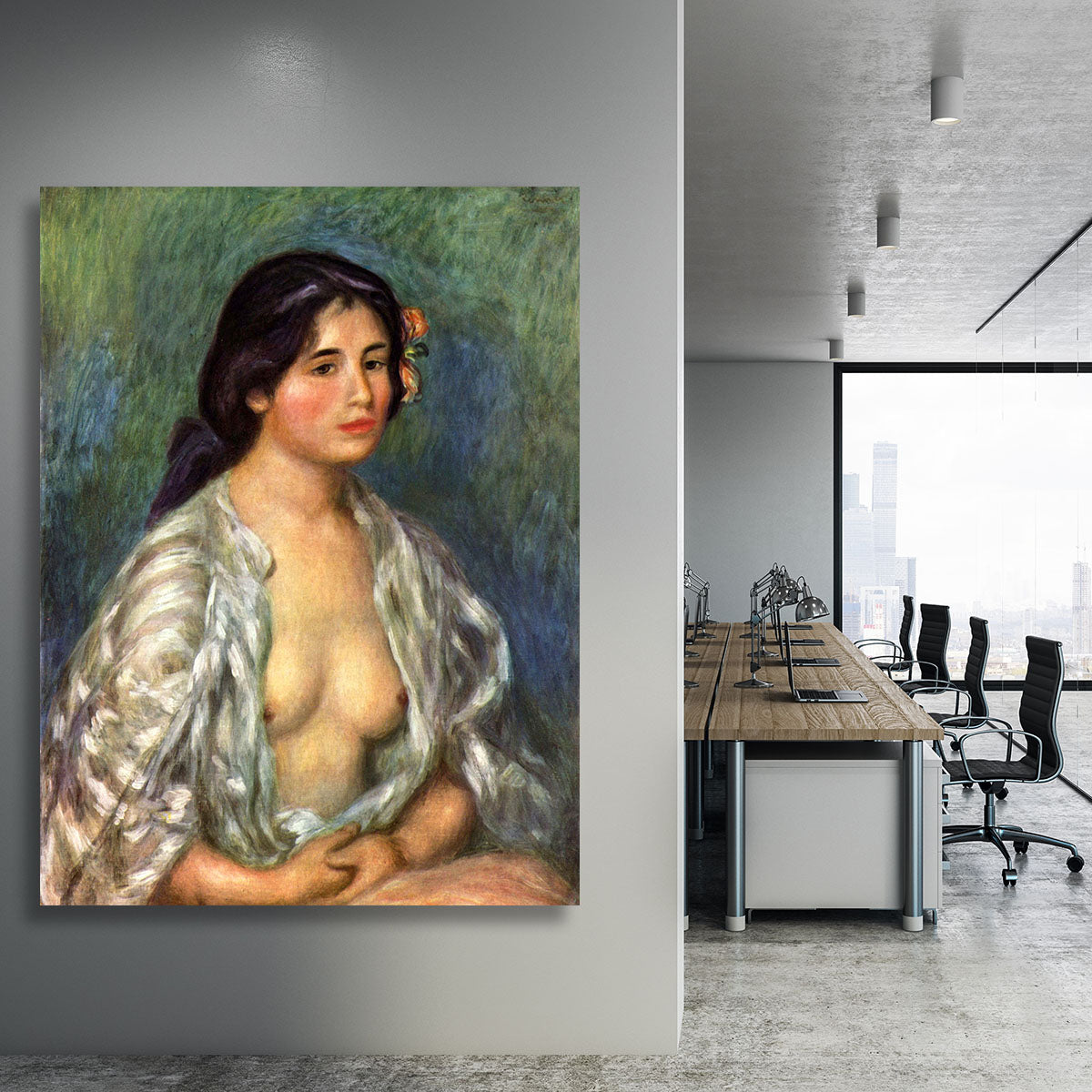 Gabrielle with open blouse by Renoir Canvas Print or Poster - Canvas Art Rocks - 3