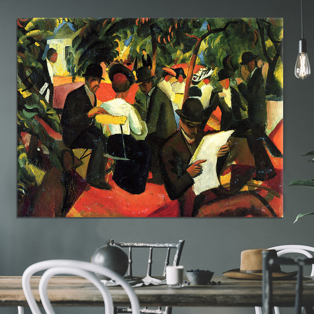 Garden Restaurant by Macke Canvas Print or Poster - Canvas Art Rocks - 3