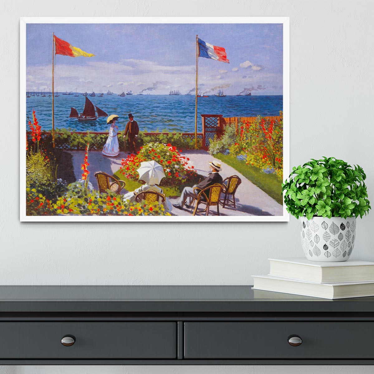 Garden at Sainte Adresse 2 by Monet Framed Print - Canvas Art Rocks -6