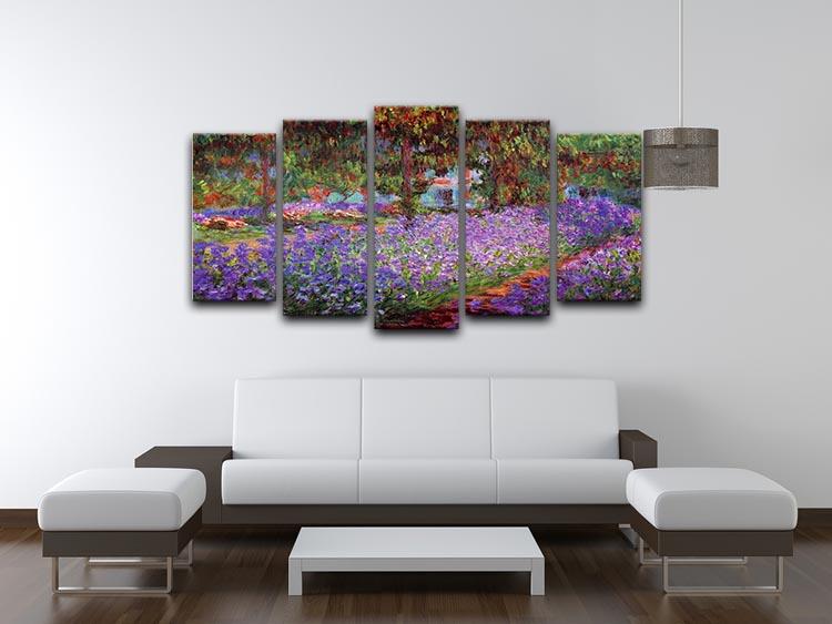 Garden in Giverny by Monet 5 Split Panel Canvas - Canvas Art Rocks - 3