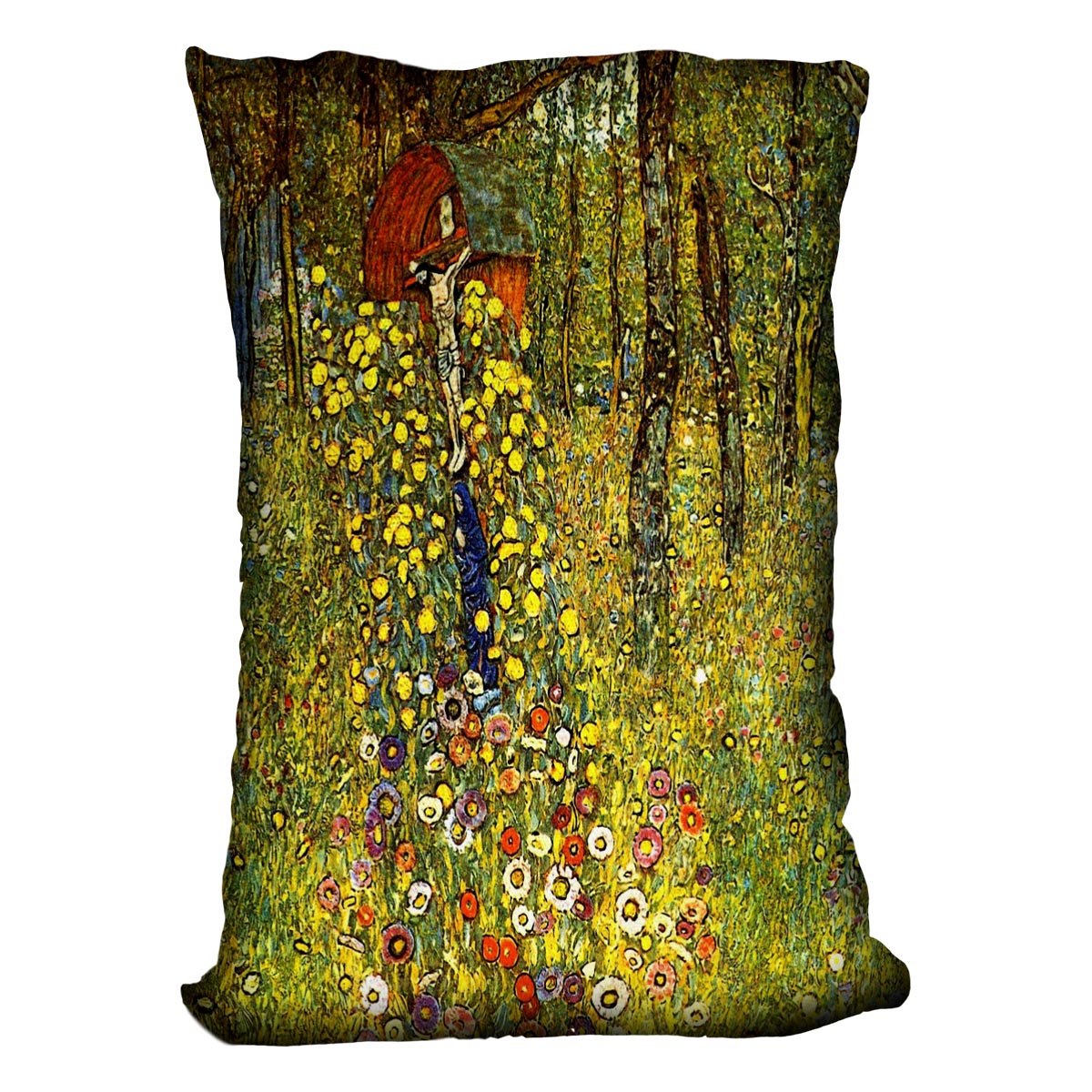 Garden with crucifix by Klimt Cushion