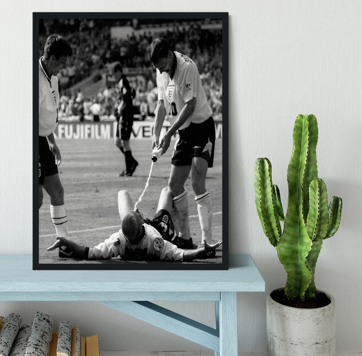 Gazza celebrates Euro 96 qualifiers Framed Print - Canvas Art Rocks - 2