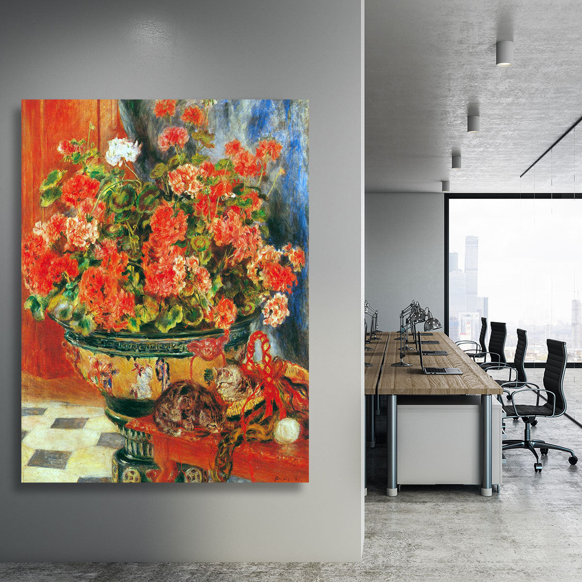 Geraniums and cats by Renoir Canvas Print or Poster - Canvas Art Rocks - 3