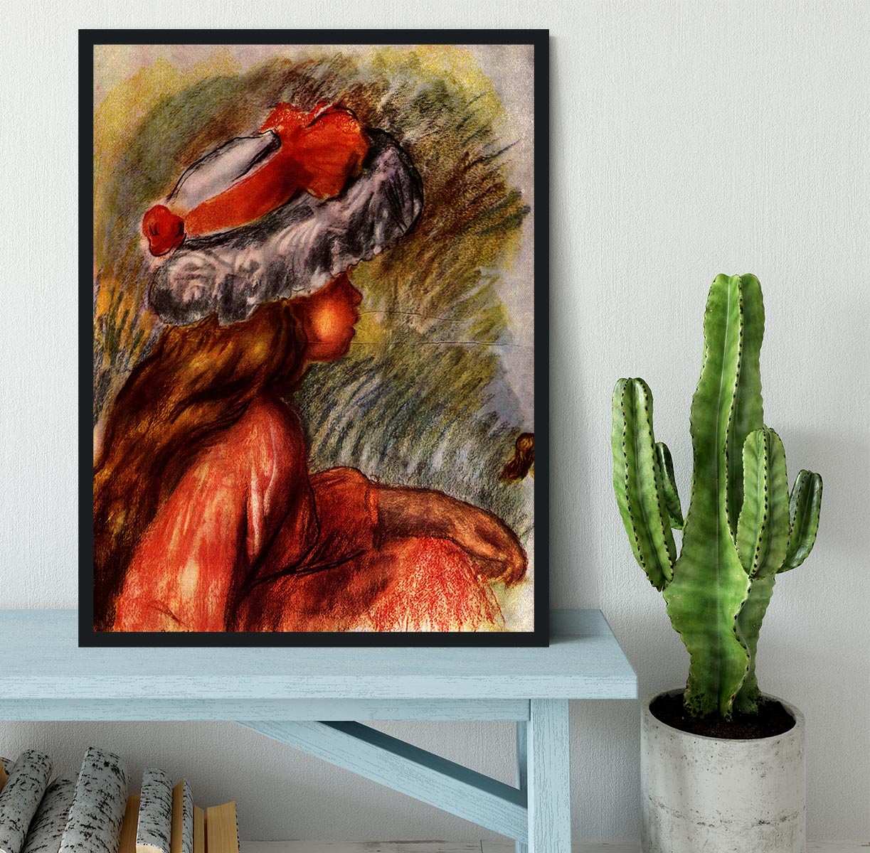 Girl head by Renoir Framed Print - Canvas Art Rocks - 2