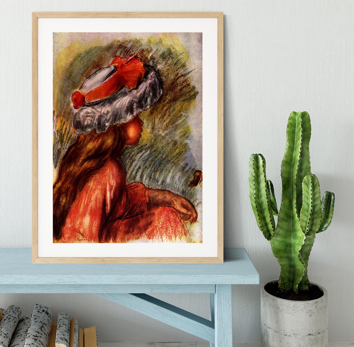 Girl head by Renoir Framed Print - Canvas Art Rocks - 3