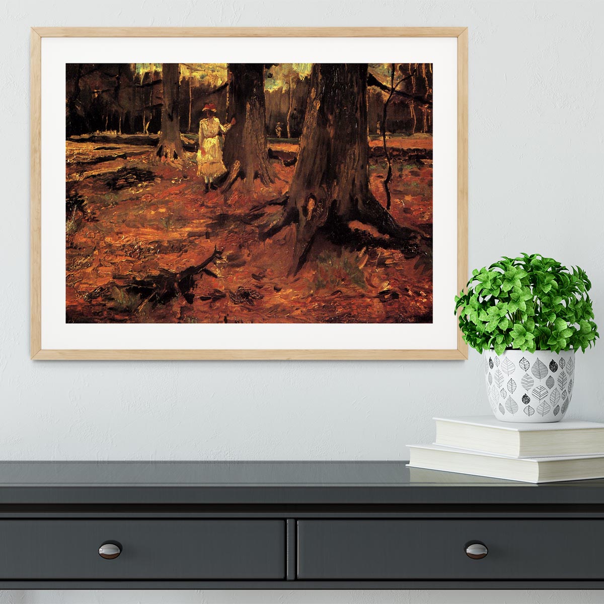 Girl in White in the Woods by Van Gogh Framed Print - Canvas Art Rocks - 3