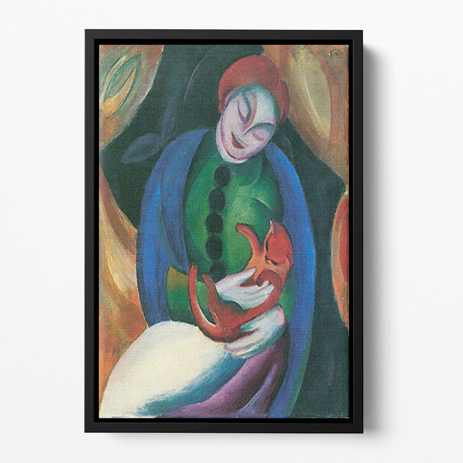 Girl with a Cat II by Franz Marc Floating Framed Canvas