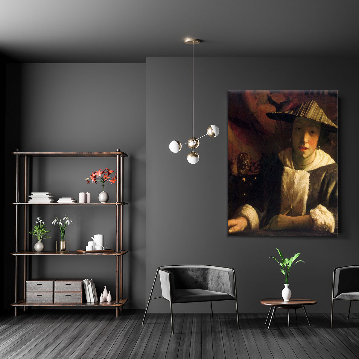 Girl with a flute by Vermeer Canvas Print or Poster - Canvas Art Rocks - 5