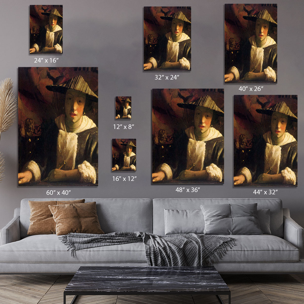 Girl with a flute by Vermeer Canvas Print or Poster - Canvas Art Rocks - 7